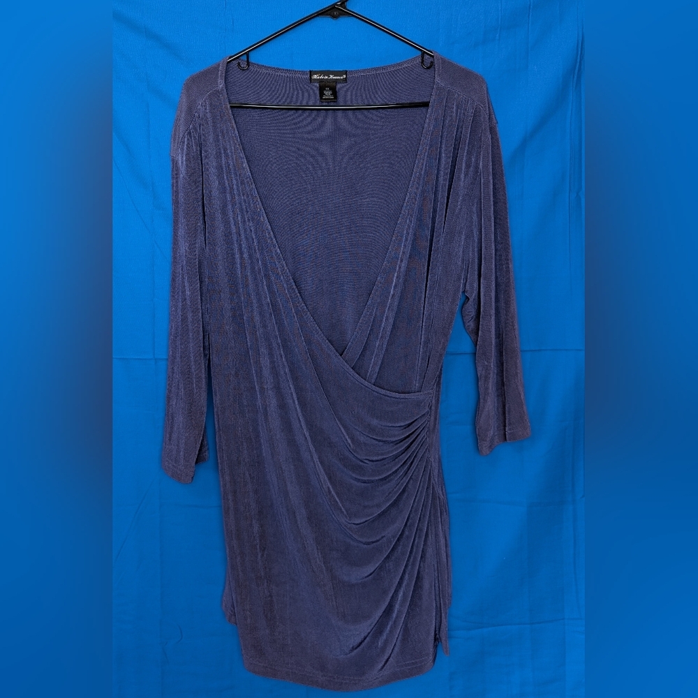 Made In Heaven Periwinkle Blue Purple Wrap Tunic Size 1X
